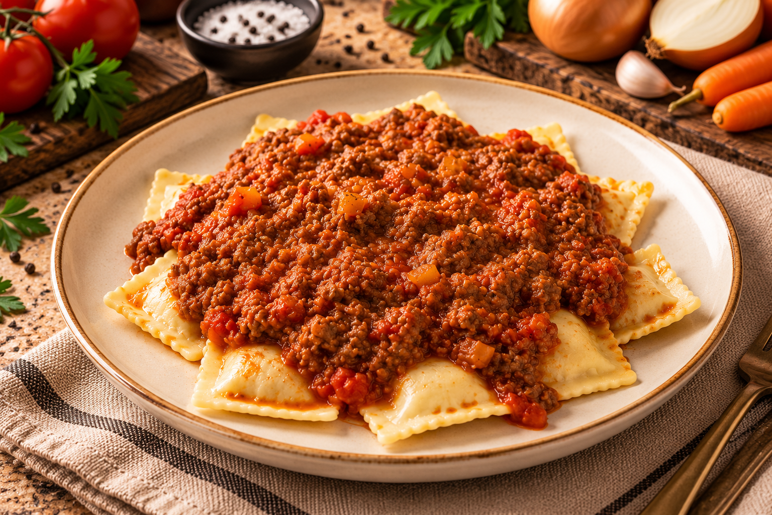 Raviole de Carne en Salsa Boloñesa RIHAÜS